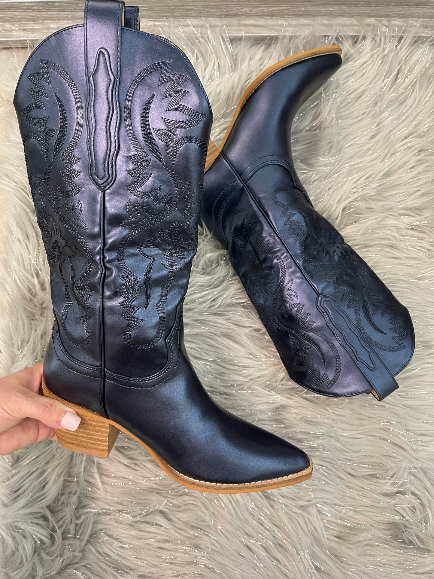 Metallic blue Cowgirl boots